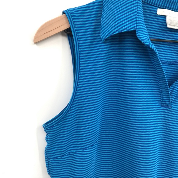 Nike Golf Dri-Fit Polo Tank Top shirt Blue stripe - Picture 3 of 9